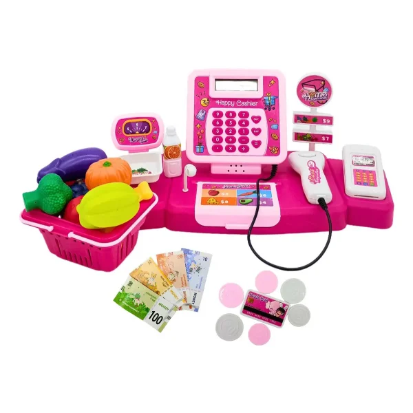 Caja Registradora Rosa Con Sonido