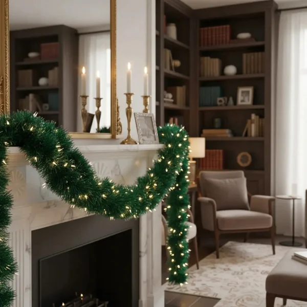 Guirnalda Boa Navidad Muerdago 9 Cm 2 Mts Deco Navideña X30u Verde Boa