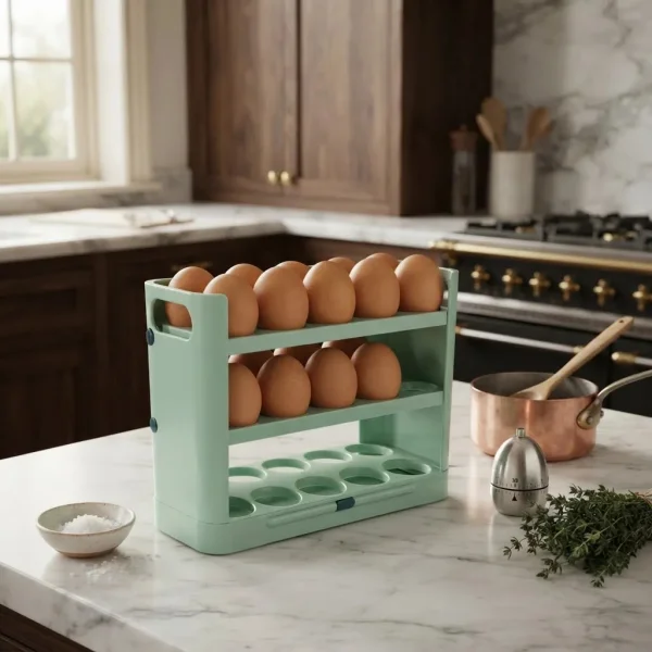 Huevera Organizador 3 Niveles Porta Huevos Heladera Mesada Verde Claro