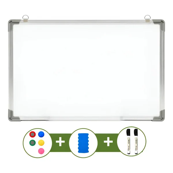 Pizarra Blanca Magnética 60x80cm Pizarrón Con Accesorios Blanco