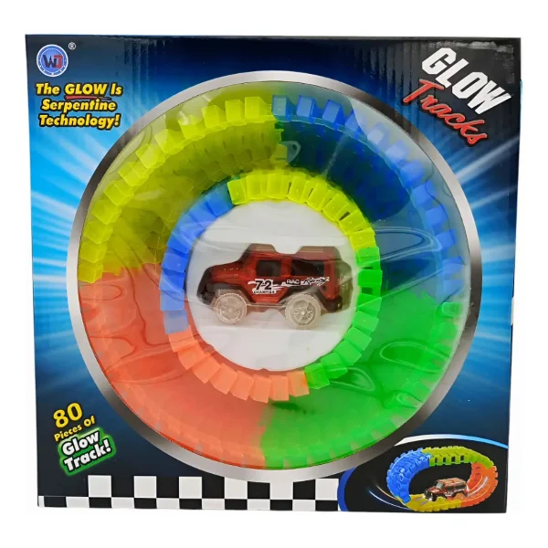 Pista Luminosa Flexible 80 Piezas Con Auto Luminoso Color Azul