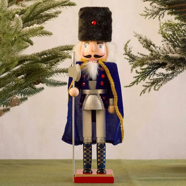 Cascanueces Soldado Adorno De Madera 38 Cm Navidad Azul