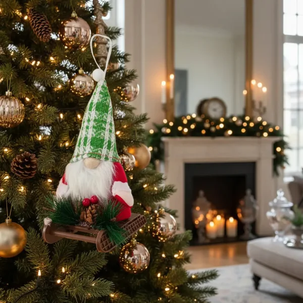 Adornos Navideños Gnomo Con Trineo Colgante Arbol De Navidad Rojo Gnomo
