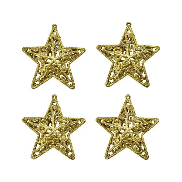 Adorno Navideño Estrella Colgante X4 Decoración Para Arbol