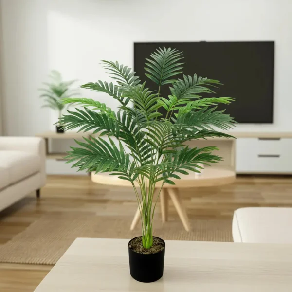 Palmera Areca Artificial 80cm En Maceta Verde Con Hojas Realistas