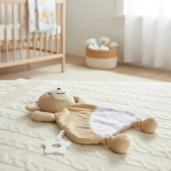 Peluche Apego Osito Sonajero Mordillo Bebé 30cm Super Suave Marrón Claro
