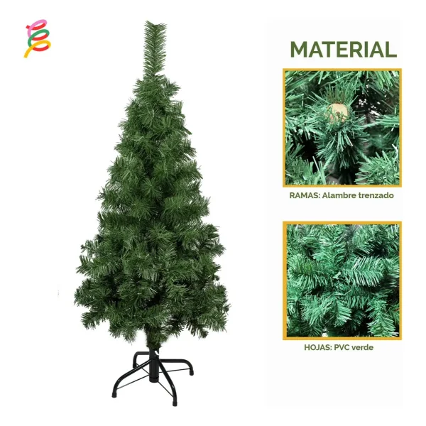 Árbol De Navidad Tronador Slim Verde 1.20mts Base Metal