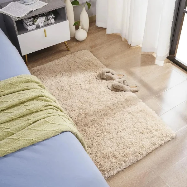 Alfombra Tapete Pelo Largo Nórdica Antideslizante 60x100cm 100 M 60 M Beige