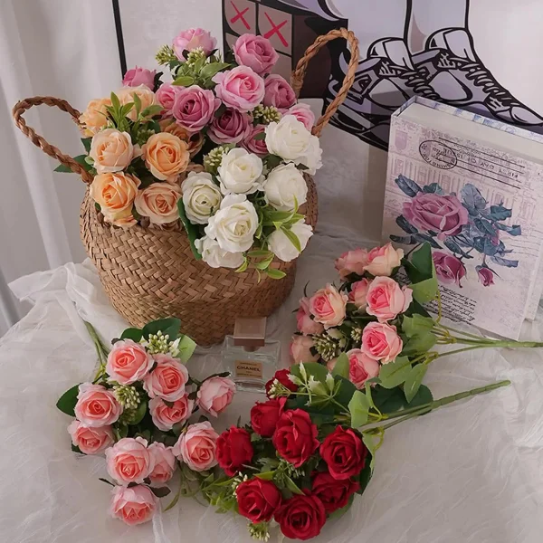 Ramo De Rosas Flores Artificiales Decoracion Pack X4