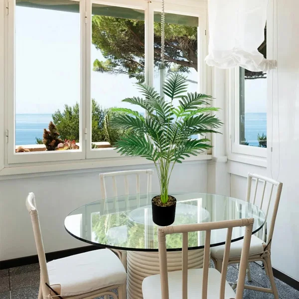 Palmera Areca Artificial 80cm En Maceta Verde Con Hojas Realistas