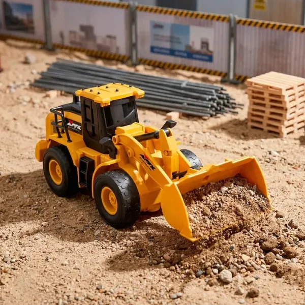 Excavadora Tractor Juguete A Control Remoto Luz Y Sonido Rc Amarillo