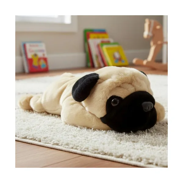 Peluche Perro Bulldog Frances Acostado Suave 60cm Beige