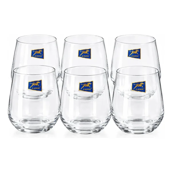 Set X6 Vasos Vidrio Whisky Tragos Sin Pie Transparente 385ml Transparente
