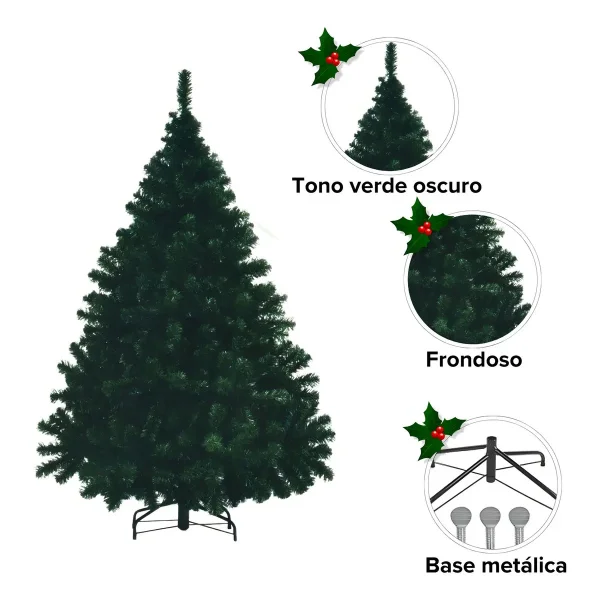 Arbol De Navidad Montañes Deluxe Verde 2.1mts Base Metalica