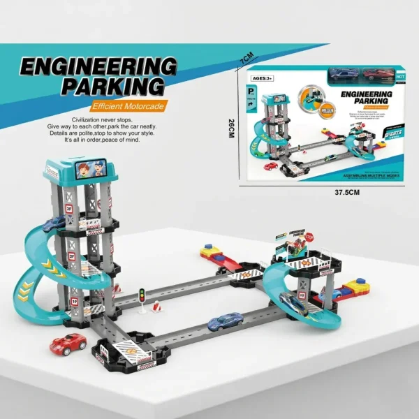 Pista Autos Garage 5 Niveles Rampas Circuito Juguete Niño Celeste