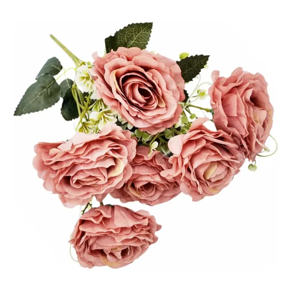 Ramo De Rosas Flores Artificiales 35cm Decoracion X3 Rojo