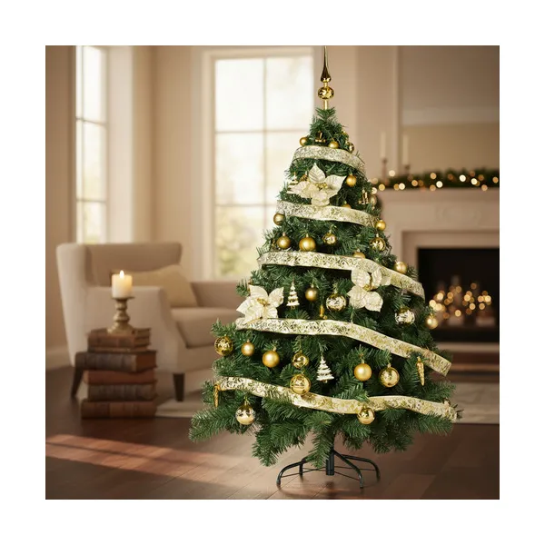 Arbol Navidad Montañes Deluxe 2,10mts Deco Oro Cybermonday