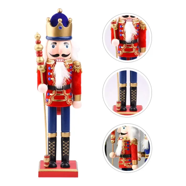 Cascanueces Soldado De Madera 38 Cm Adorno Navidad Madera Rojo