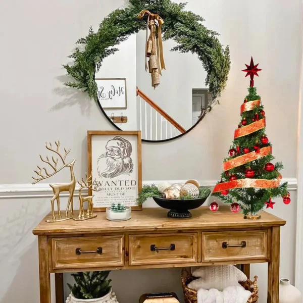 Arbolito De Navidad 80cm Con Adornos 30 Piezas Rojo Rojo