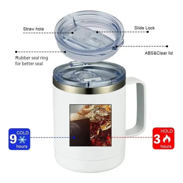Vaso Térmico Taza De Acero Inoxidable Con Tapa 360ml