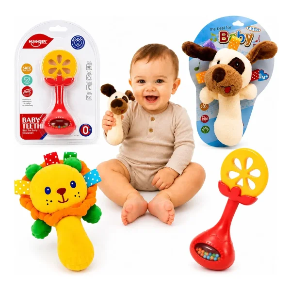 Juguetes Para Bebes Bundle Kit X3 Sonajeros 6 Meses 1 Año Multicolor
