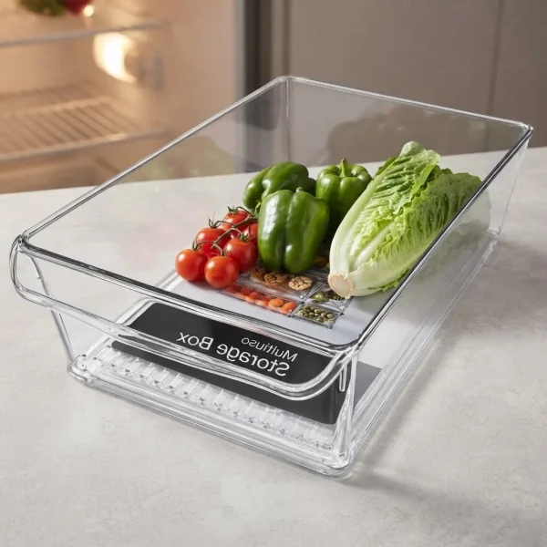 Organizador Heladera Recipiente Acrilico Multiuso 30x20x10cm Transparente