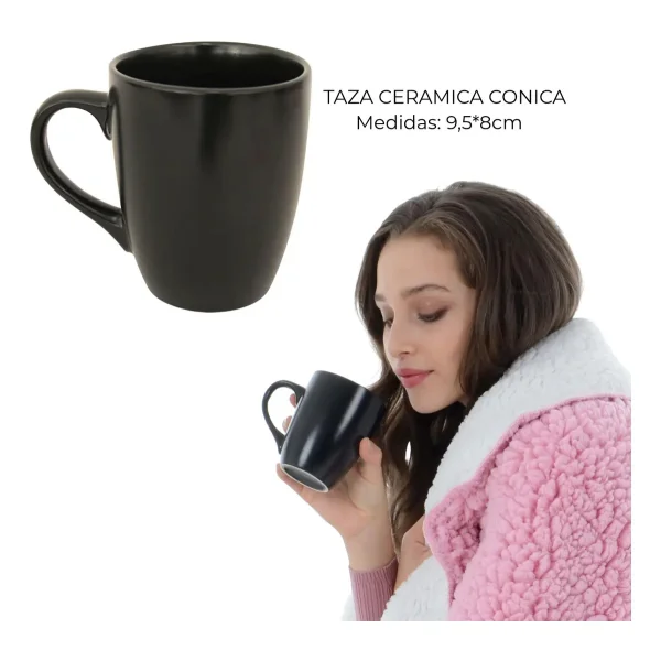 Taza De Cerámica Cónica Jarro Mug 300ml