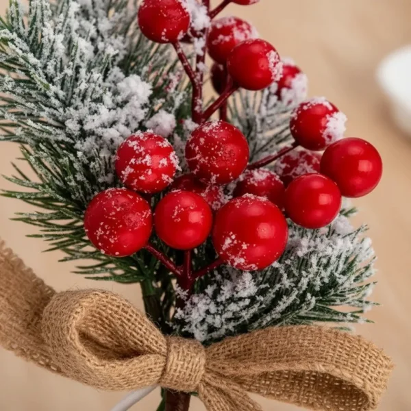 Vara Pick Navideño Nevado Decorativo Adorno Arbolito Navidad Rojo
