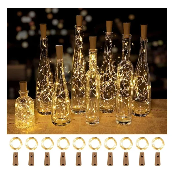 Tira De Luces Alambre Led 3mt Corcho X10u Botella Decoracion
