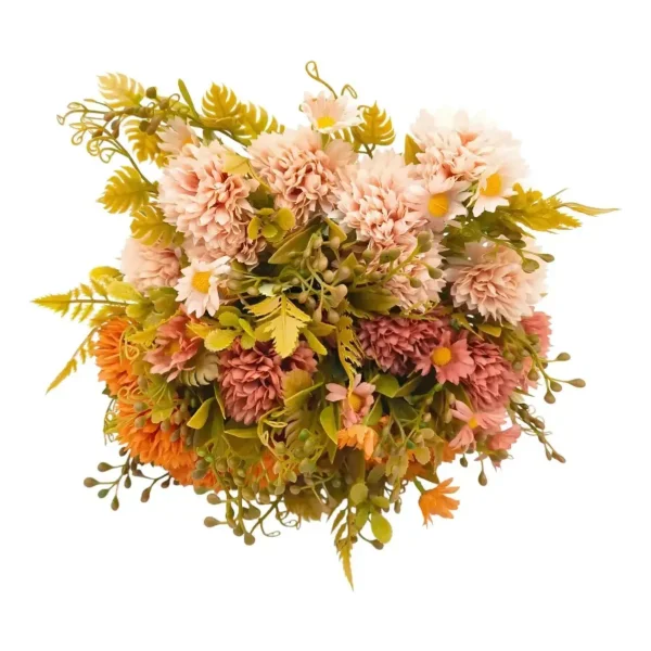Ramo Crisantemos Flores Artificiales 30cm Decoración Pack X6 Salmon