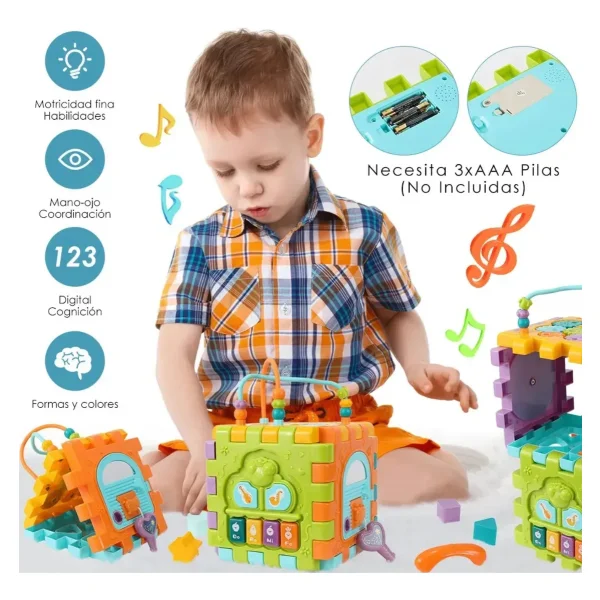 Juguete Montessori Educativo Cubo Didáctico Musical Bebe Multicolor