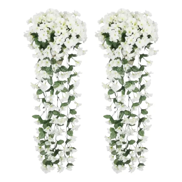 Ramo Flor Planta Colgante Pack X2 Jardin Artificial Interior Blanco