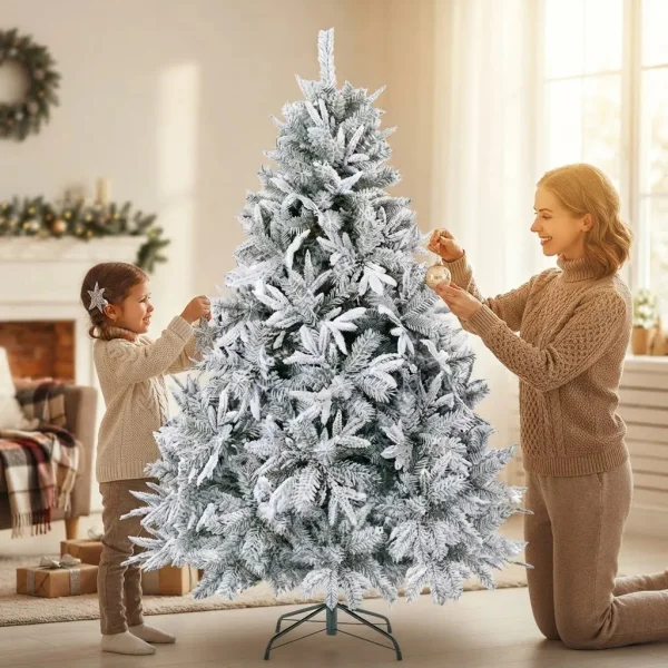Arbol De Navidad Fabesa Pino Nevado Flock 1.50mts Base Metal Nevado