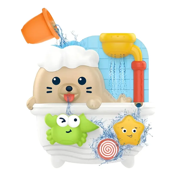 Juego De Agua Bebe Huanger Con Sopapa Didactico Color Foca