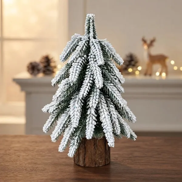 Adorno Arbolito De Navidad Decoración Pino Verde Nevado Verde Pino Verde Nevado