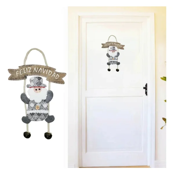 Adorno Colgante Para Puerta Decoración Navideña Deco Navidad Gris