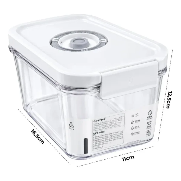 Taper Hermético 1700ml Válvula Vacío Sin Bomba Freezer Transparente