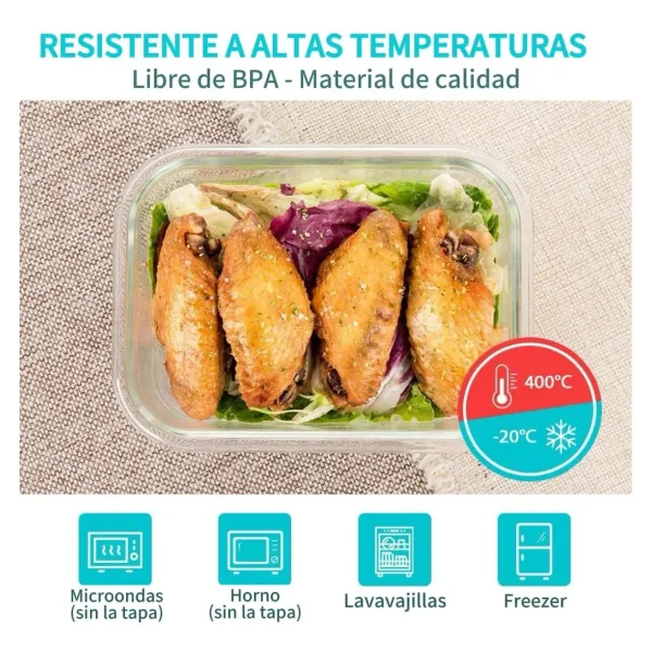 Taper Vidrio Hermético Apto Microondas Horno Freezer 700ml Transparente