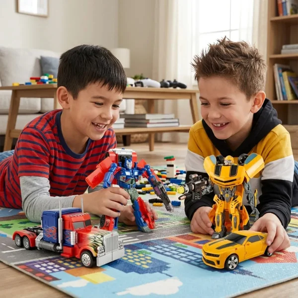 Juguete Robot Transformable Auto Camion Con Accesorios 20cm Camion Azul
