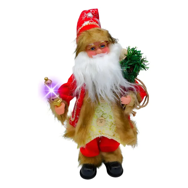 Papa Noel 35cm Muñeco Navideño Decoracion Con Luz Y Sonido Color Rojo