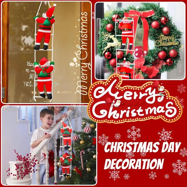 Papá Noel Trepador Escalera Colgante Deco Navidad Adorno Rojo