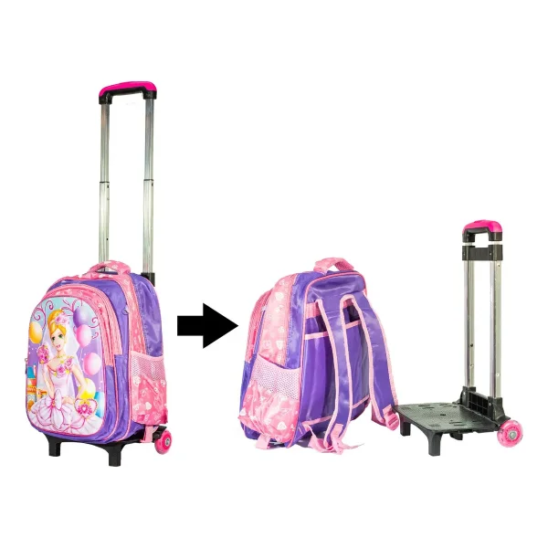 Mochila Carrito Espalda Escolar 2 En 1 Canopla Lunchera Luz