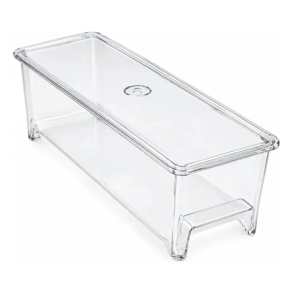 Recipiente Organizador Heladera Con Tapa Multiuso 30x10x10 Transparente