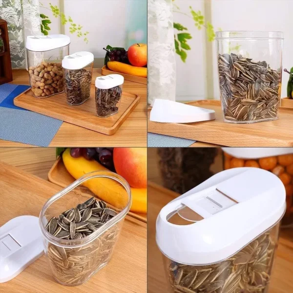 Set X5 Frascos Dosificadores Cerealero Organizador Cocina Transparente