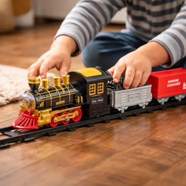 Tren A Vapor Retro Eléctrico Con Humo Real Luz Sonido + Vías