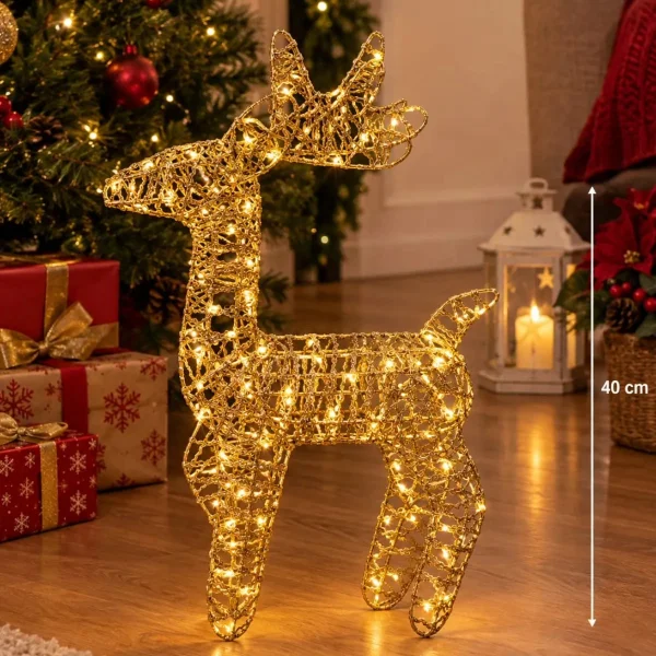 Reno Navideño Figura Decoración Navidad 40 Cm Dorado