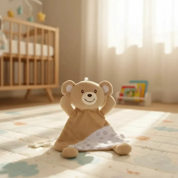 Peluche Apego Osito Sonajero Mordillo Bebé 30cm Super Suave Marrón Claro