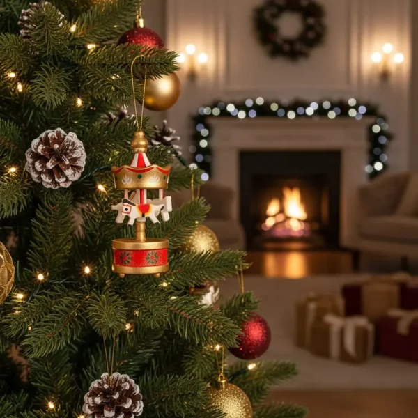 Set Adornos Carrusel Colgante Navideño Decoración Pack X6 Rojo