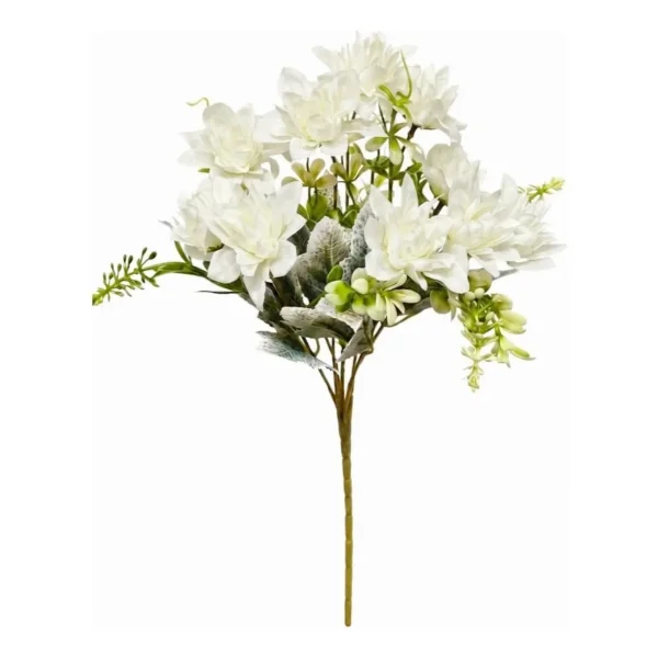 Ramo De Flores Artificiales Dalia 30cm Deco Hogar Pack X6 Blanco