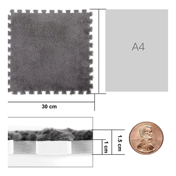Piso Goma Eva Encastrable Peluche Alfombra Antigolpes X10 Gris